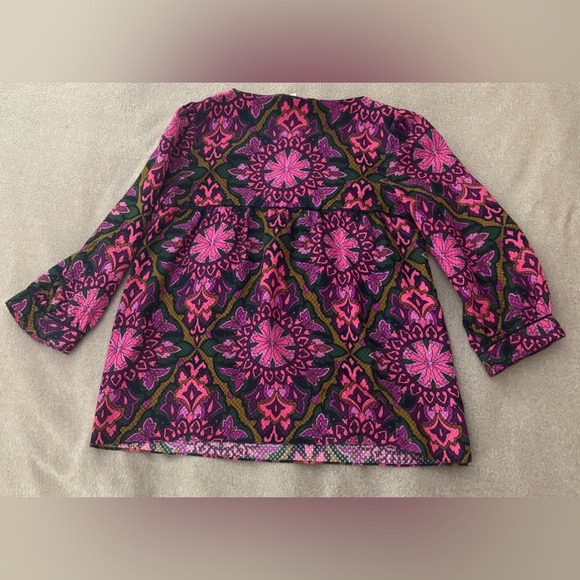 Milly Jewel Tones Multi Color Print Blouse Purple Silk Top Size 6 NWOT - Picture 8 of 9
